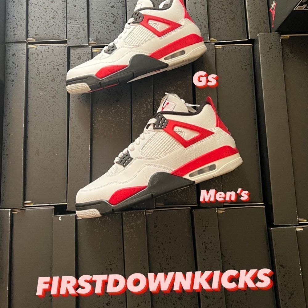 Nike Air Jordan 4 Red Cement White Fire Red Black Grey 408452-161 7y 7 kids gs - Picture 3 of 10